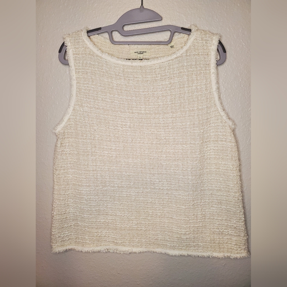 Max Studio Woven Cream Sleeveless Top Size L